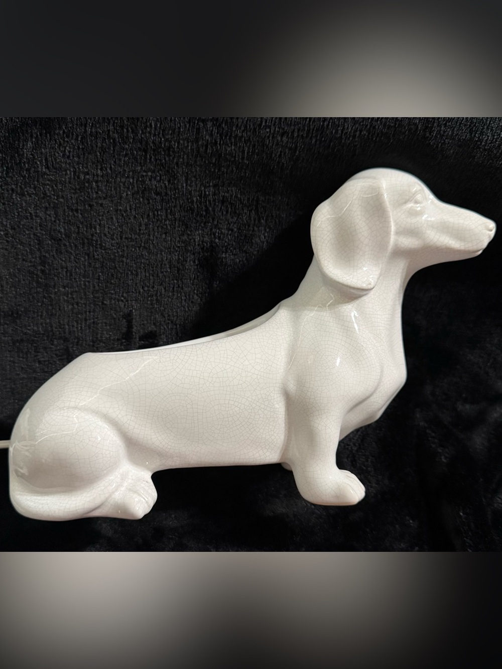Scentsy Dachshund Retired Wax Warmer White Crackle Weiner Dog. Tested, Works